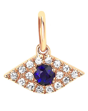 Blue Sapphire and Diamond Evil Eye Charm Pendant