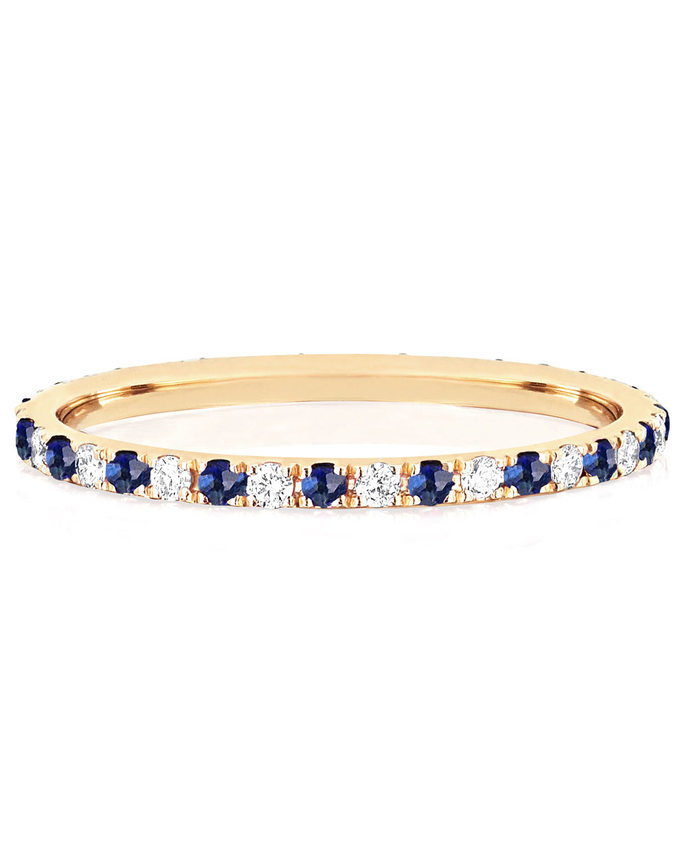Diamond and Blue Sapphire Dot Eternity Band Ring