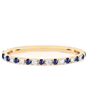 Diamond and Blue Sapphire Dot Eternity Band Ring