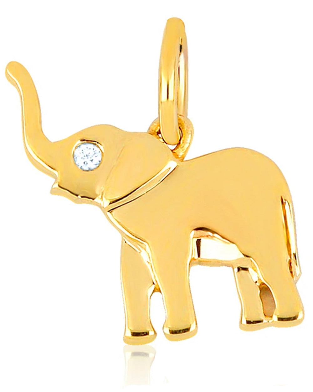 Yellow Gold Diamond Elephant Necklace Charm