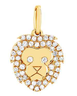 Yellow Gold Diamond Lion Necklace Charm