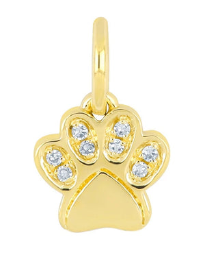 Yellow Gold Diamond Paw Necklace Charm