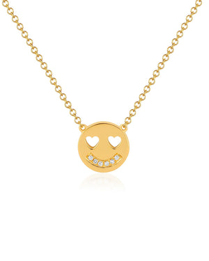Yellow Gold Diamond Smiley Necklace