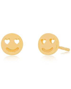 Yellow Gold Smiley Stud Earrings