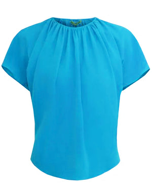 Blue Crinkle Georgette O Neck Oracle Blouse
