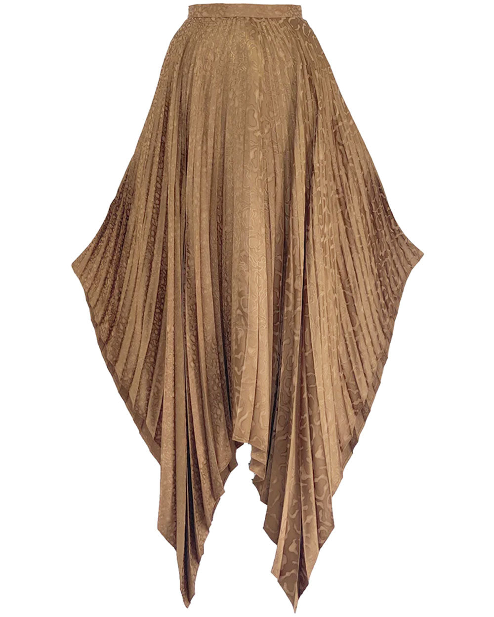Bronze Leopard Pleated Midi Skirt