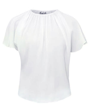 Ivory Crinkle Georgette O Neck Oracle Blouse