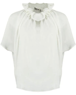 Ivory Georgette Ruff Blouse