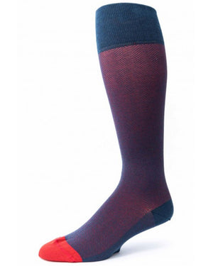 Herringbone Over the Calf Socks in Blue and Red