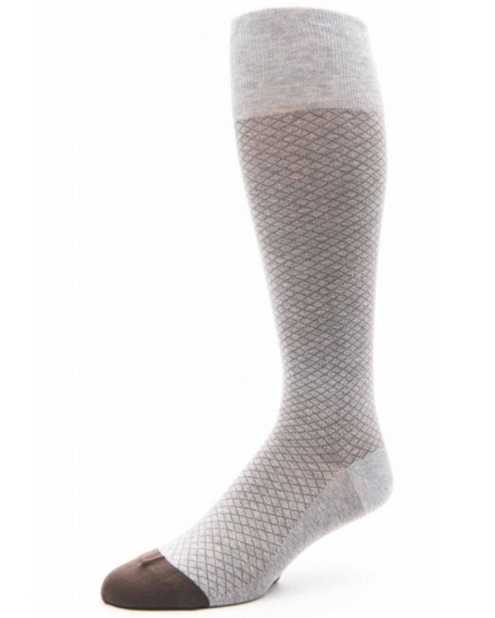 Check Over the Calf Socks in Grey and Brown