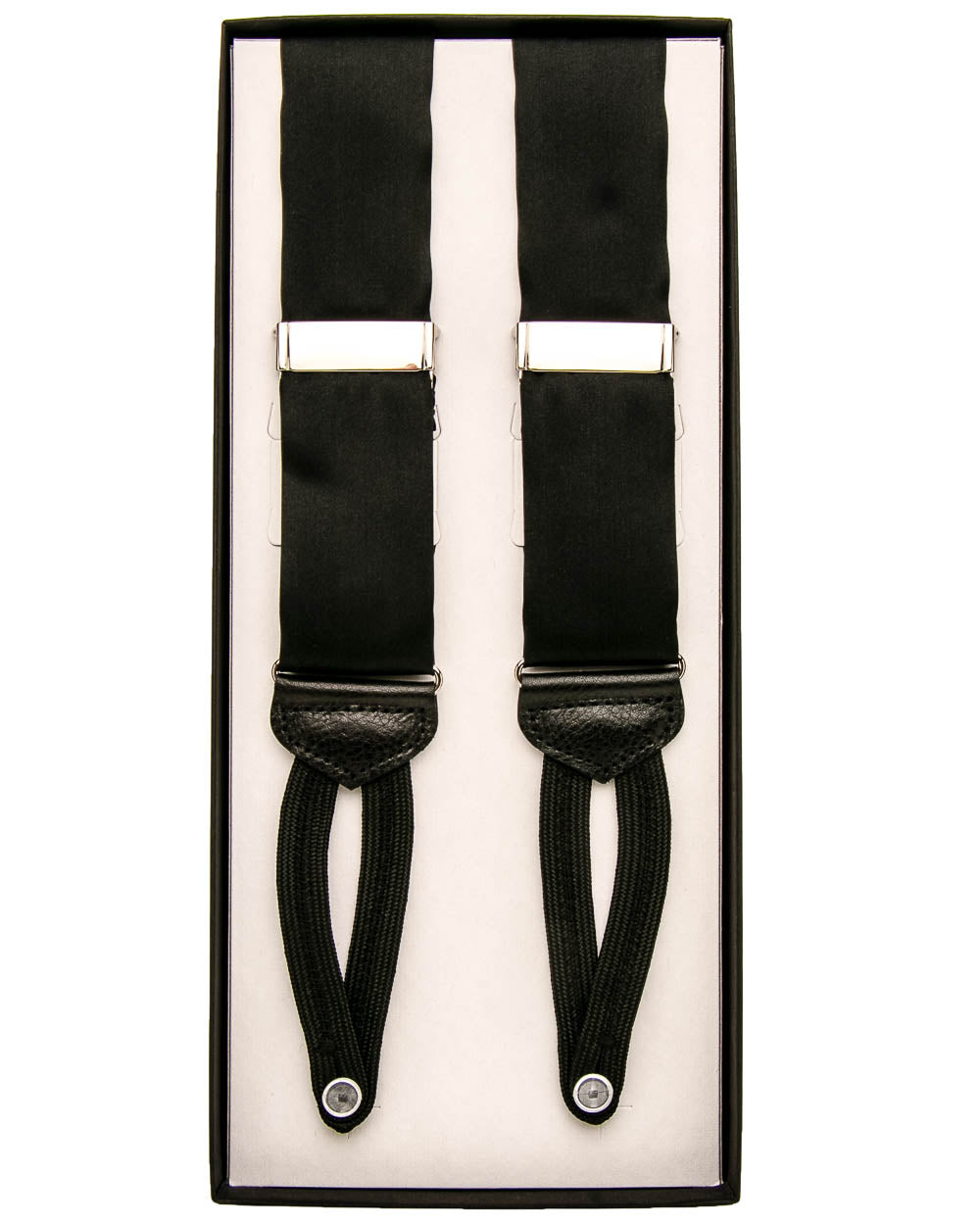 Black Silk and Leather Suspenders