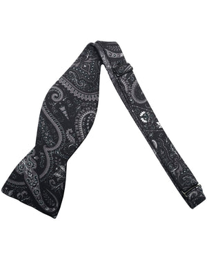 Black and White Paisley and Tie Dye Reversible Bow Tie