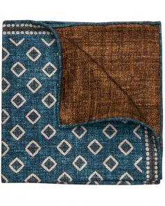 Blue Sand and Brown Geometric Pocket Square