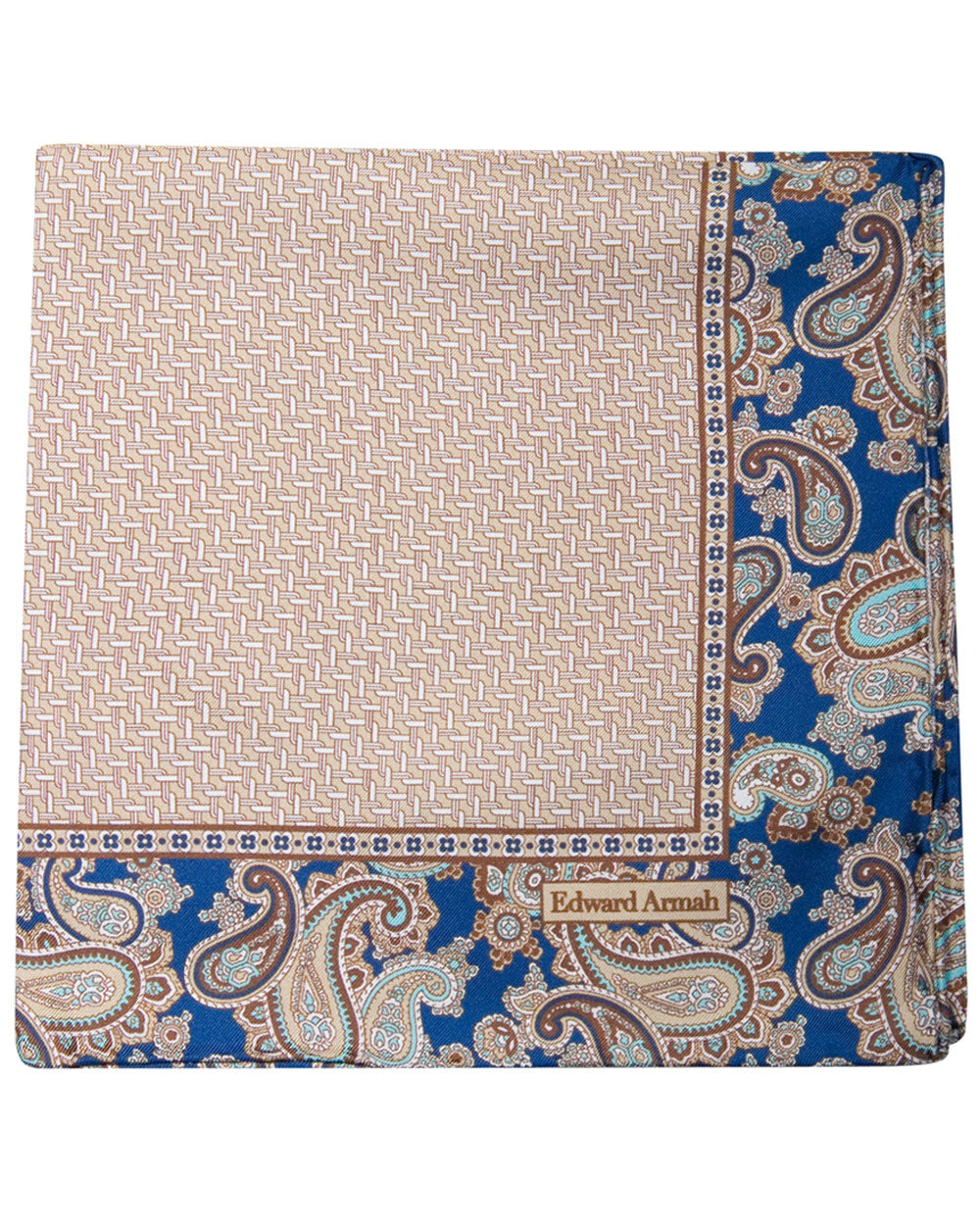 Paisley Pines Pocket Square in Brown and Navy
