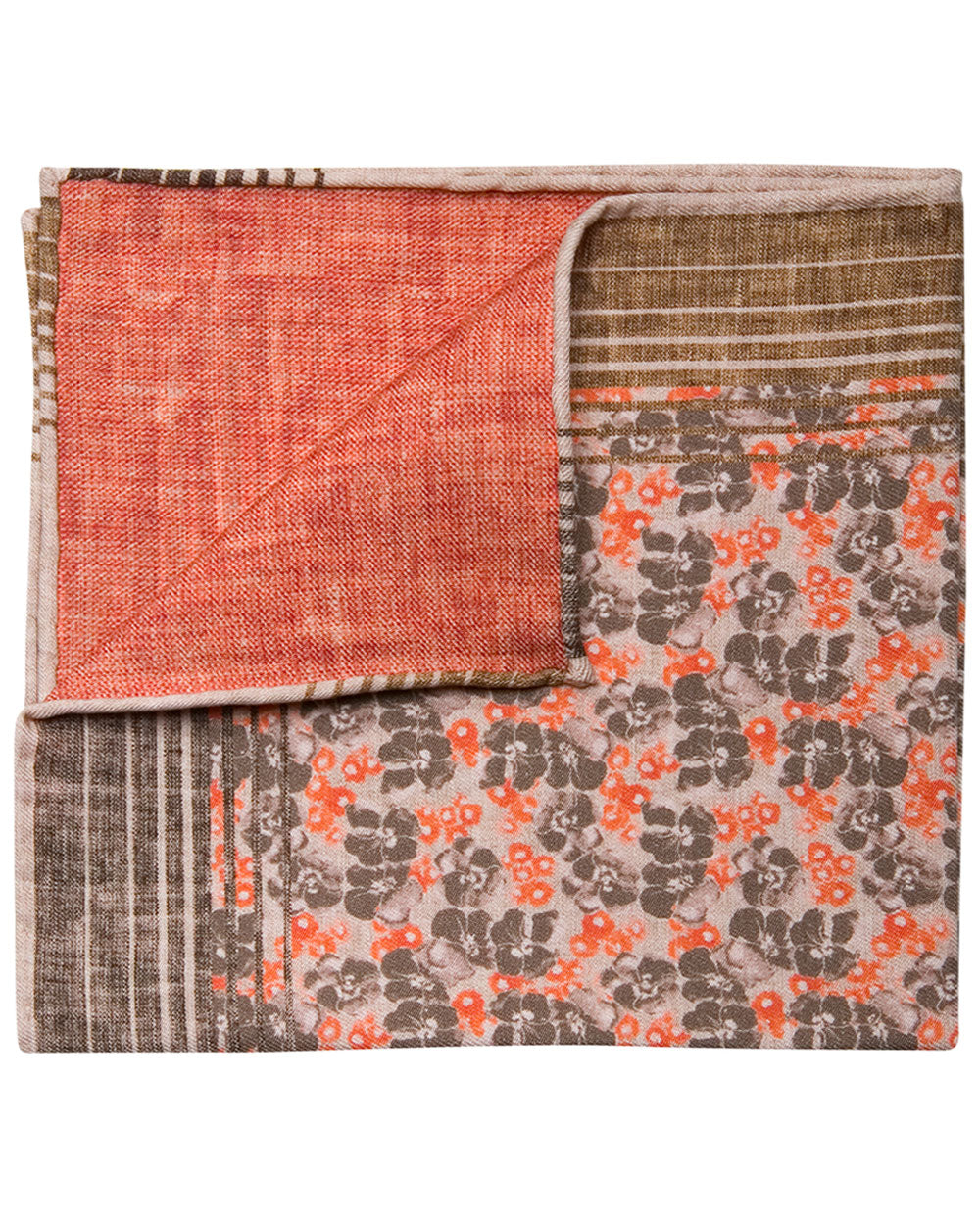 Abstract Floral Pocket Square in Brown and Orange