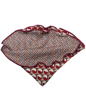 Cherry and Beige Geometric Reversible Pocket Circle