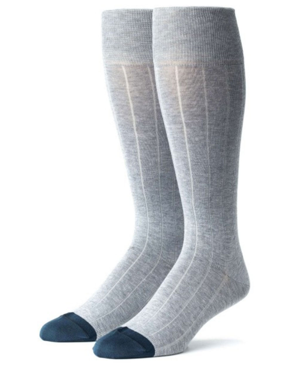 Ribbed 18X2 Over the Calf Socks in Grey and Blue