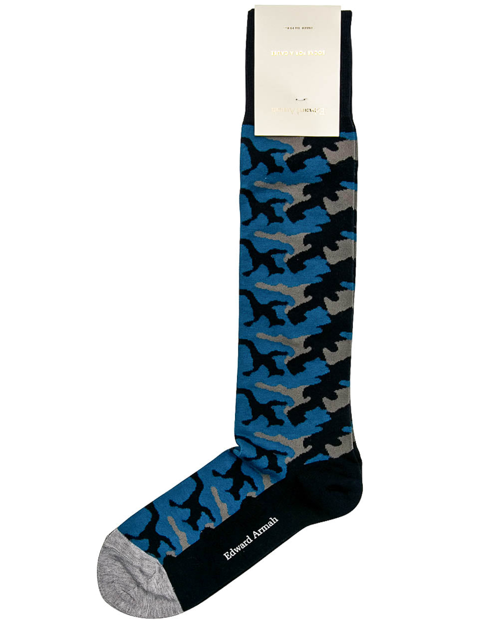 Navy and Grey Camo Over the Calf Sock