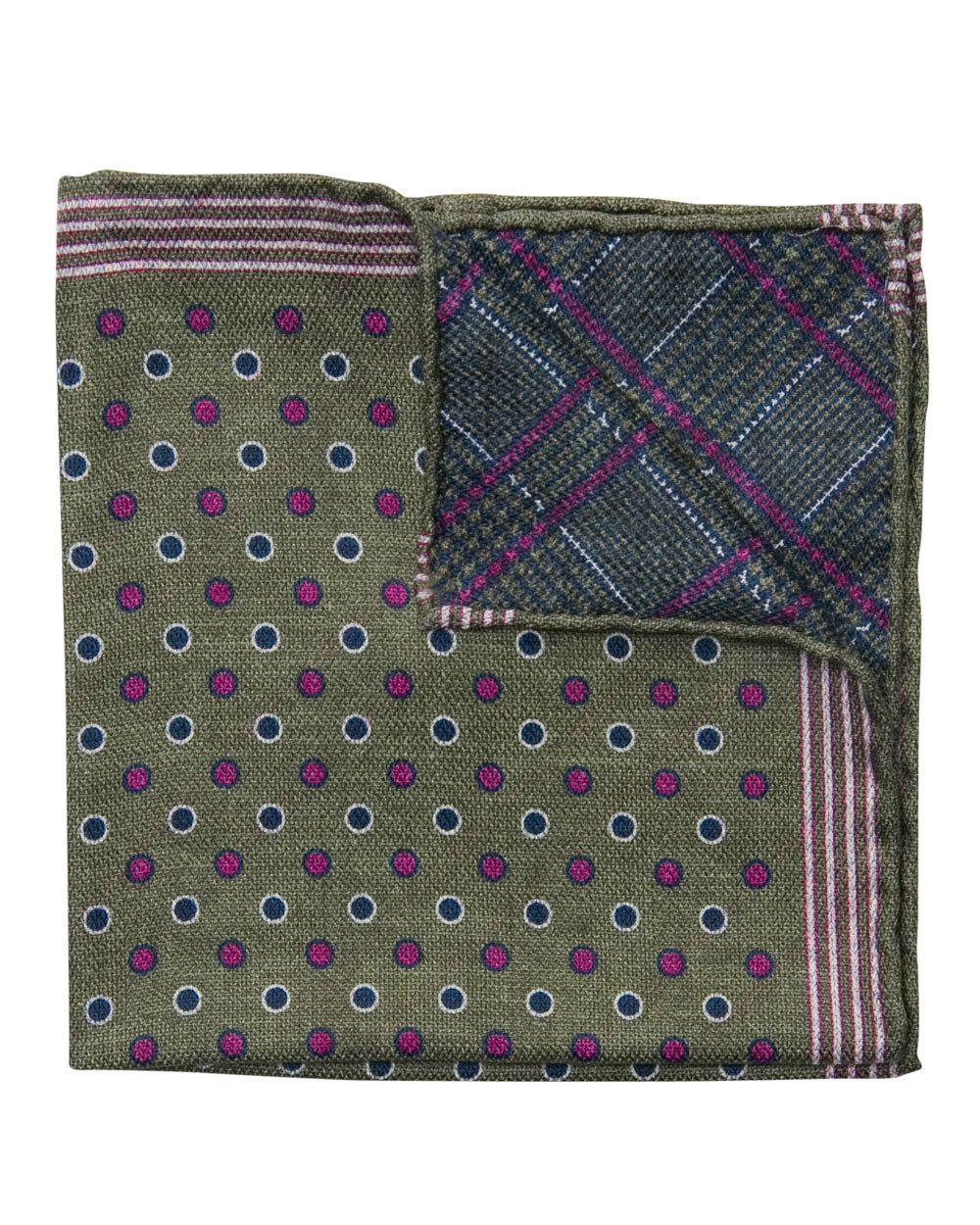 Olive and Magenta Dotted Pocket Square