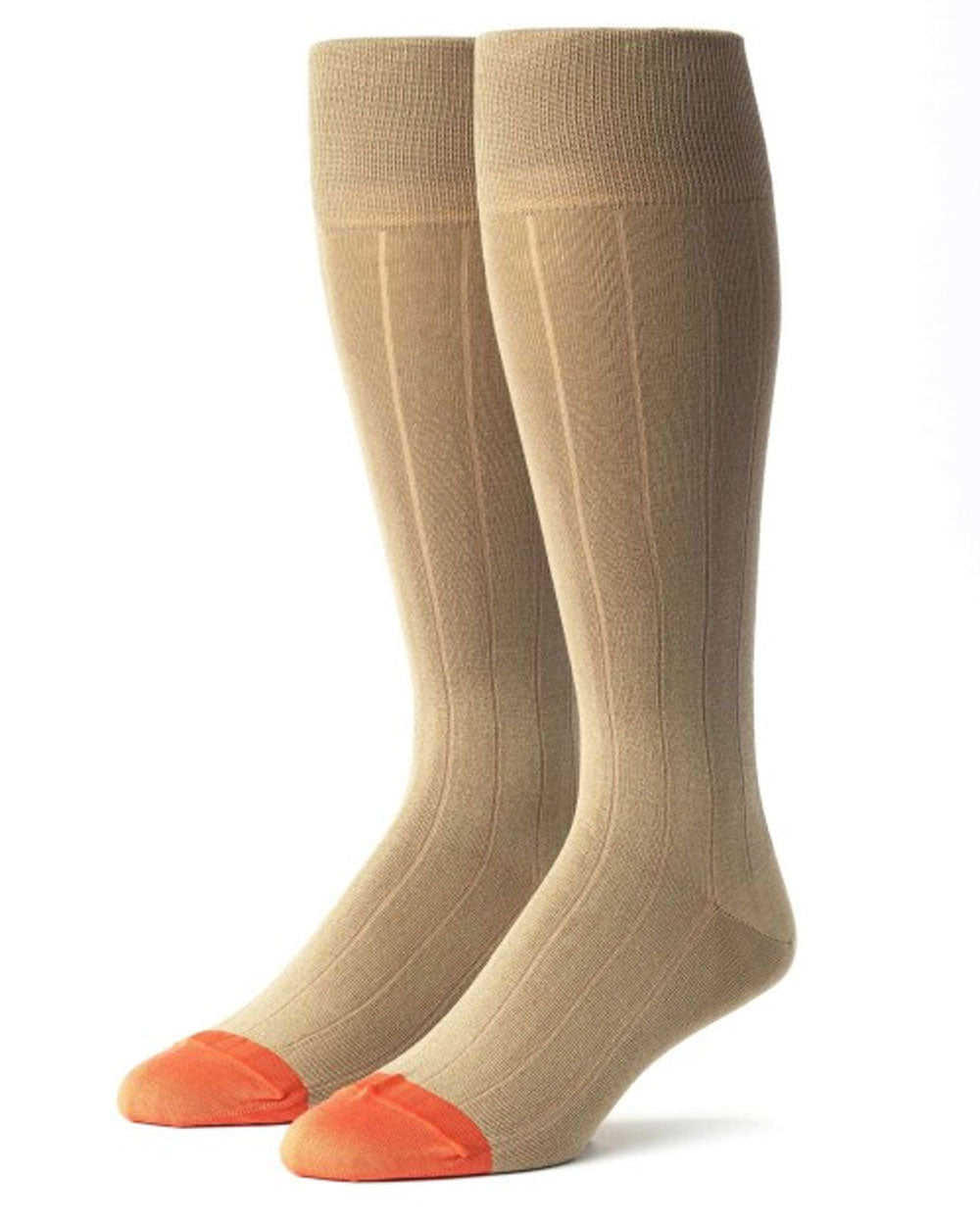 Over the Calf Socks in Khaki and Orange