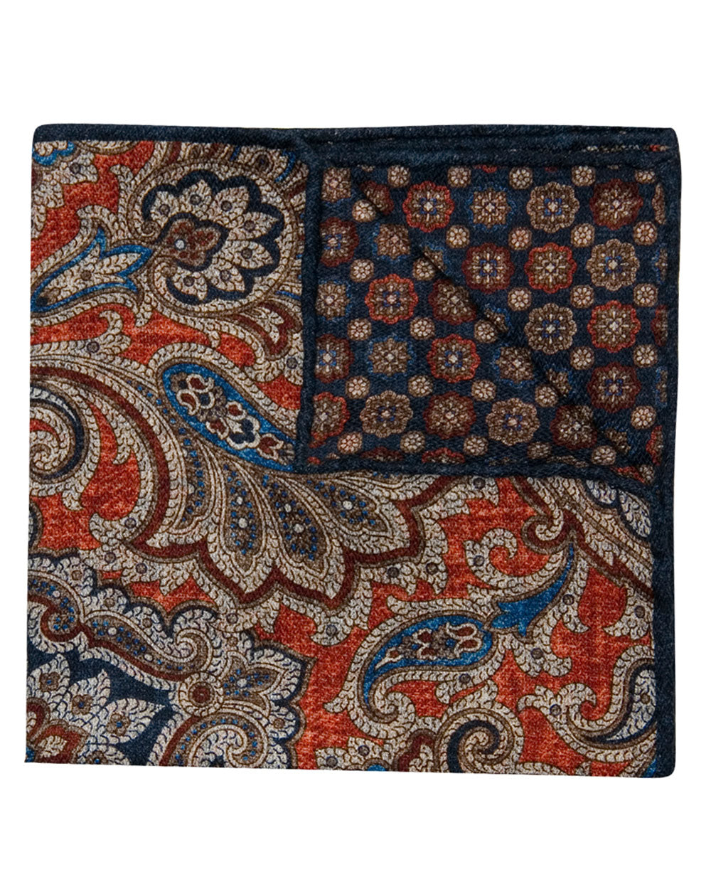 Rust and Navy Paisley Pocket Square