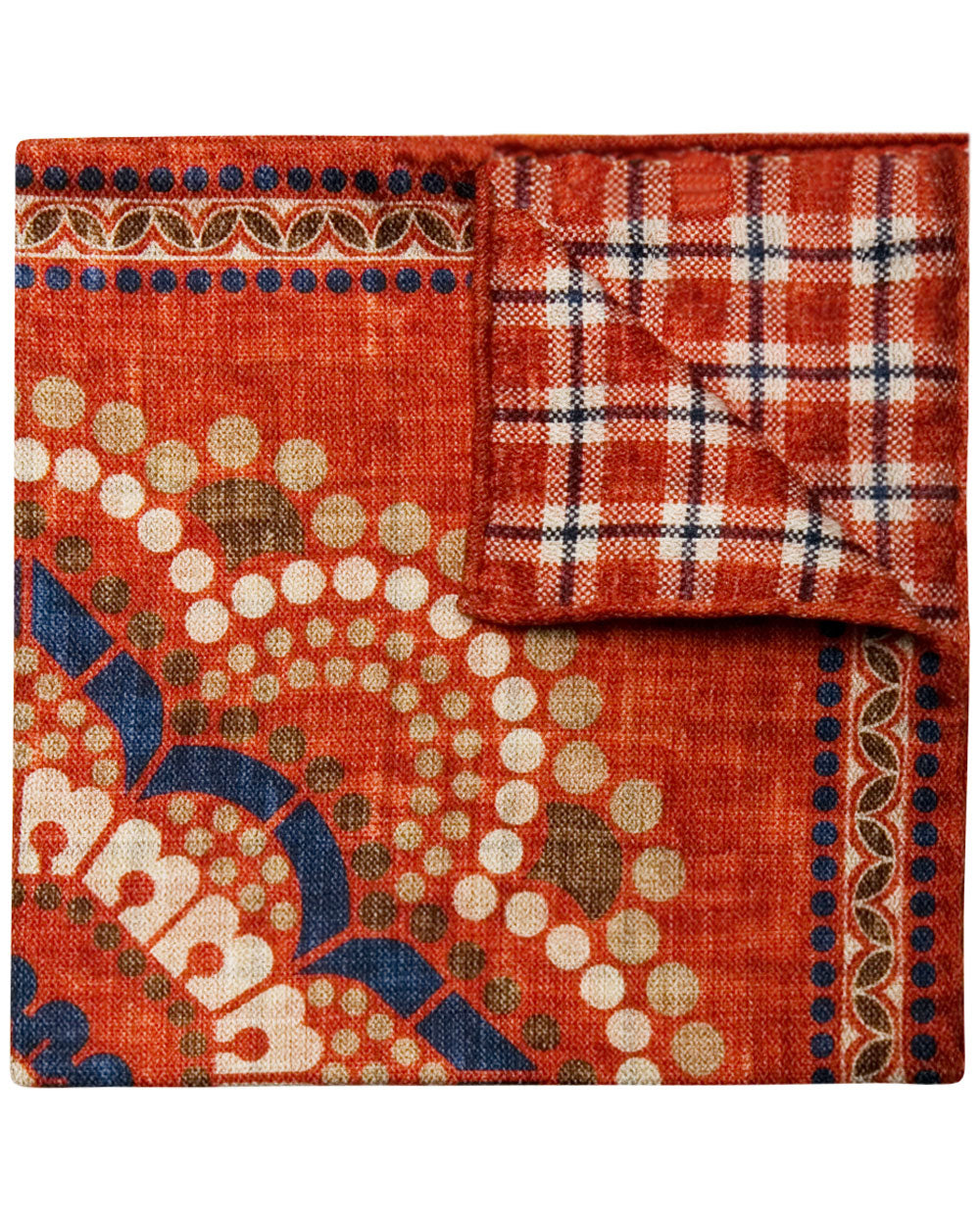 Rust and Navy Reversible Print Pocket Square