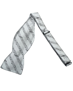 Silver and Charcoal Music Notes Bow Tie