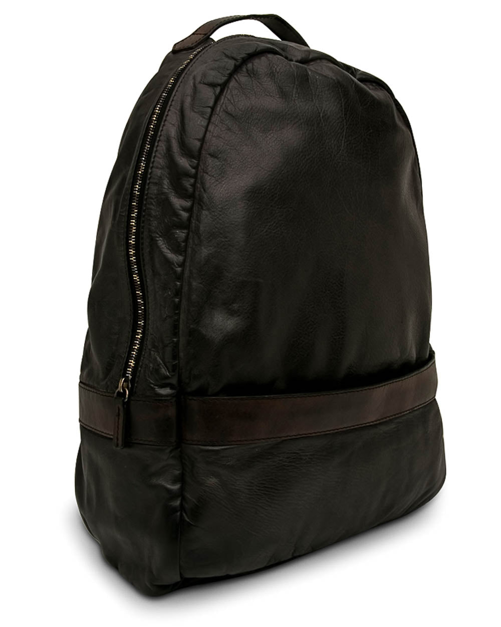Black Washed Leather Backpack