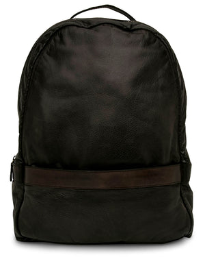 Black Washed Leather Backpack