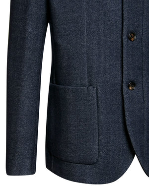 Blue Herringbone Single Breasted Sportcoat