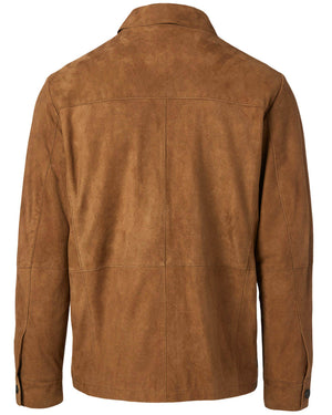 Camel Suede Shirt Jacket