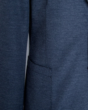 Denim Blue Laser Cut Jersey Knit Sportcoat