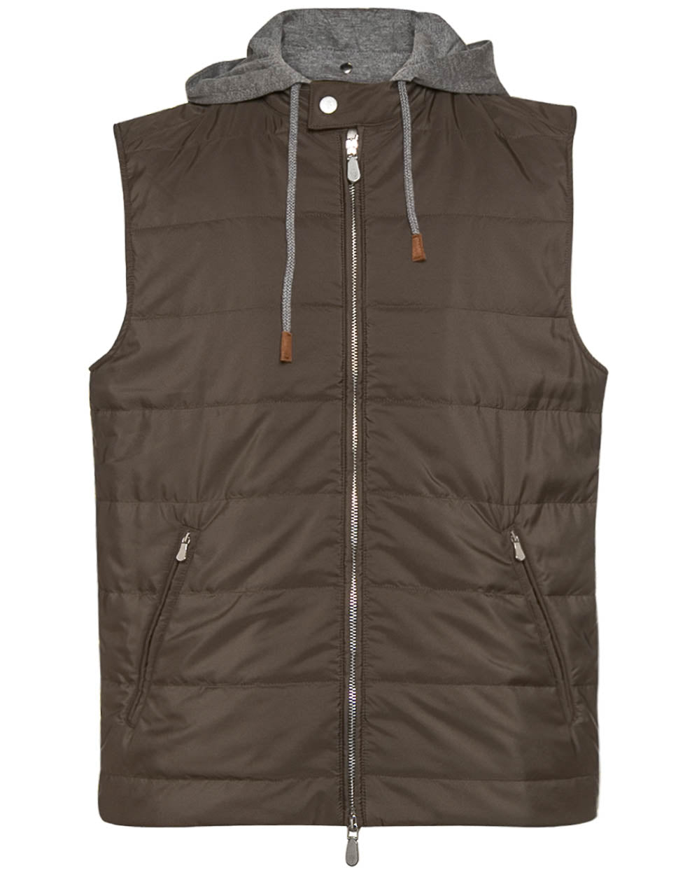 Hooded Quilted Vest in Military Green