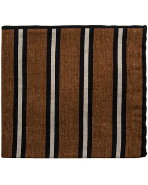 Rust with Ivory and Navy Stripe Pocket Square