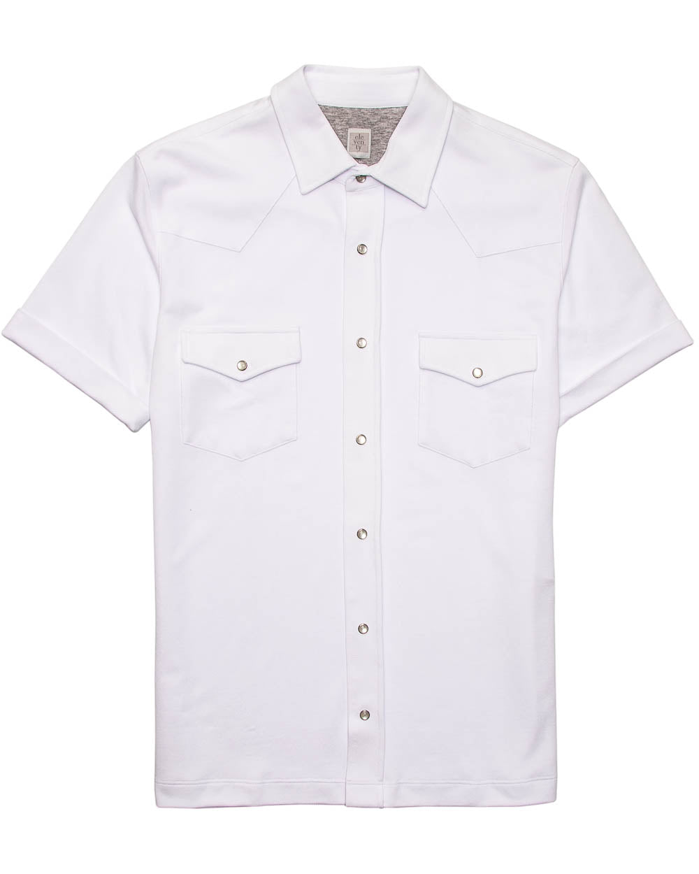 White Pique Short Sleeve Western Shirt