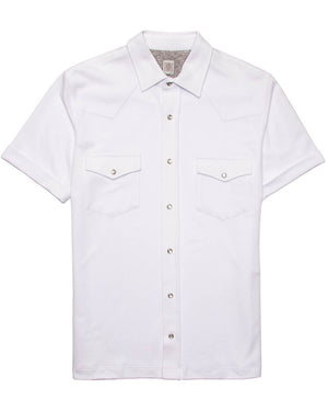 White Pique Short Sleeve Western Shirt