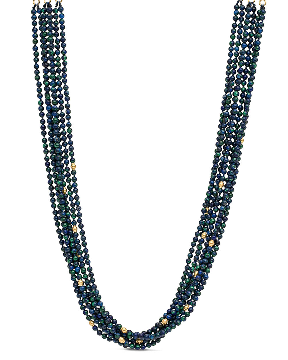 Azurite and Malachite Bead Multi Strand Necklace
