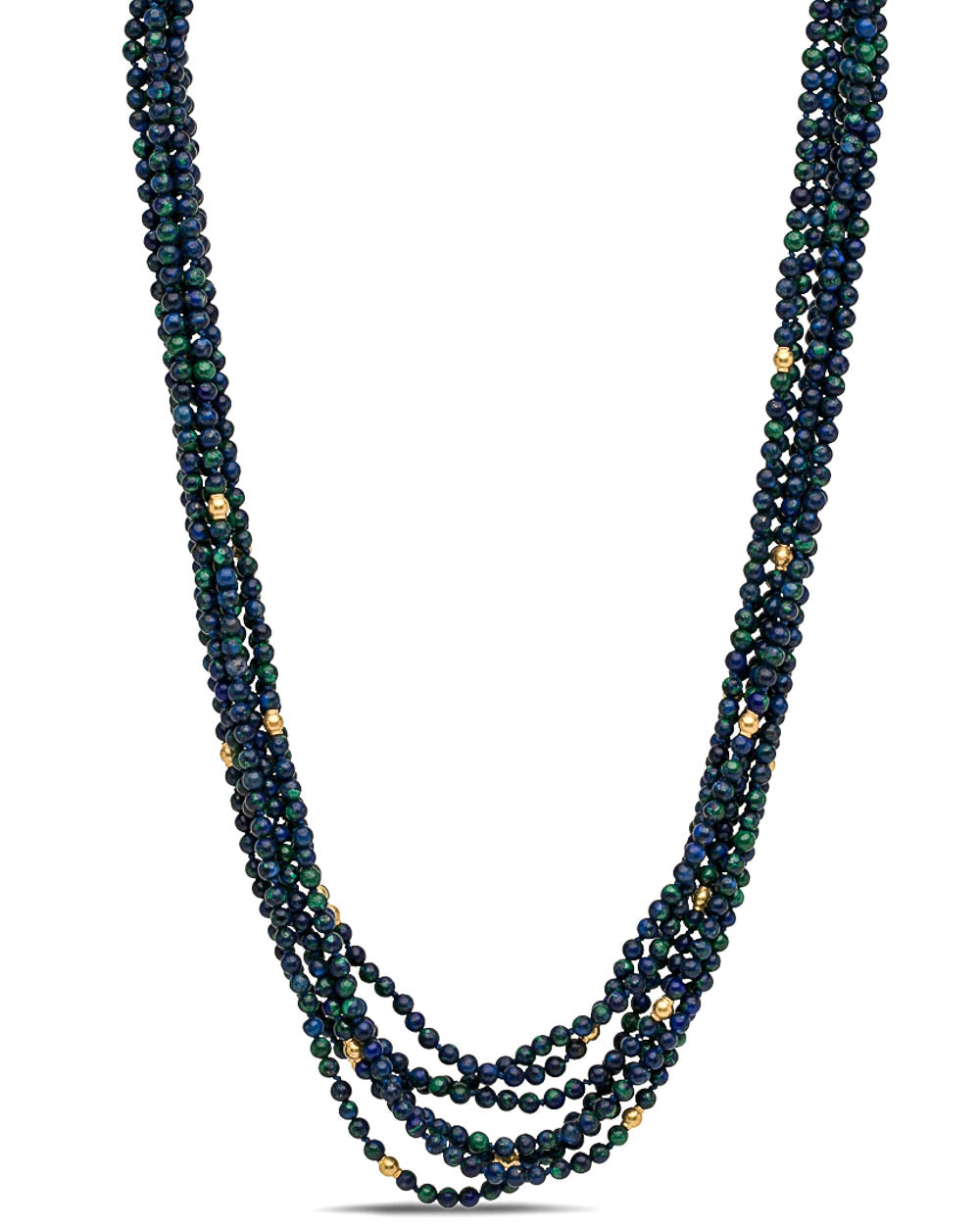 Azurite and Malachite Bead Multi Strand Necklace