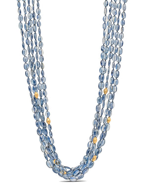 Yellow Gold Kyanite Bead Five Strand Necklace