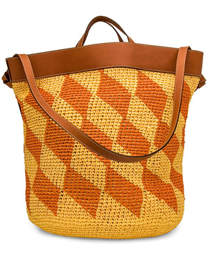 Yellow and Orange Pontova Weave Bucket Bag