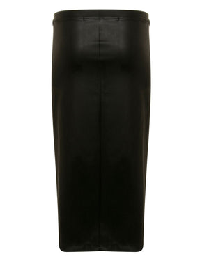 Black Matte Leather Wrap Skirt