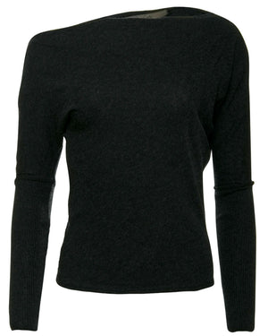 Charcoal Off The Shoulder Long Sleeve Top