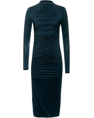 Metallic Sapphire Jersey Twist Midi Dress