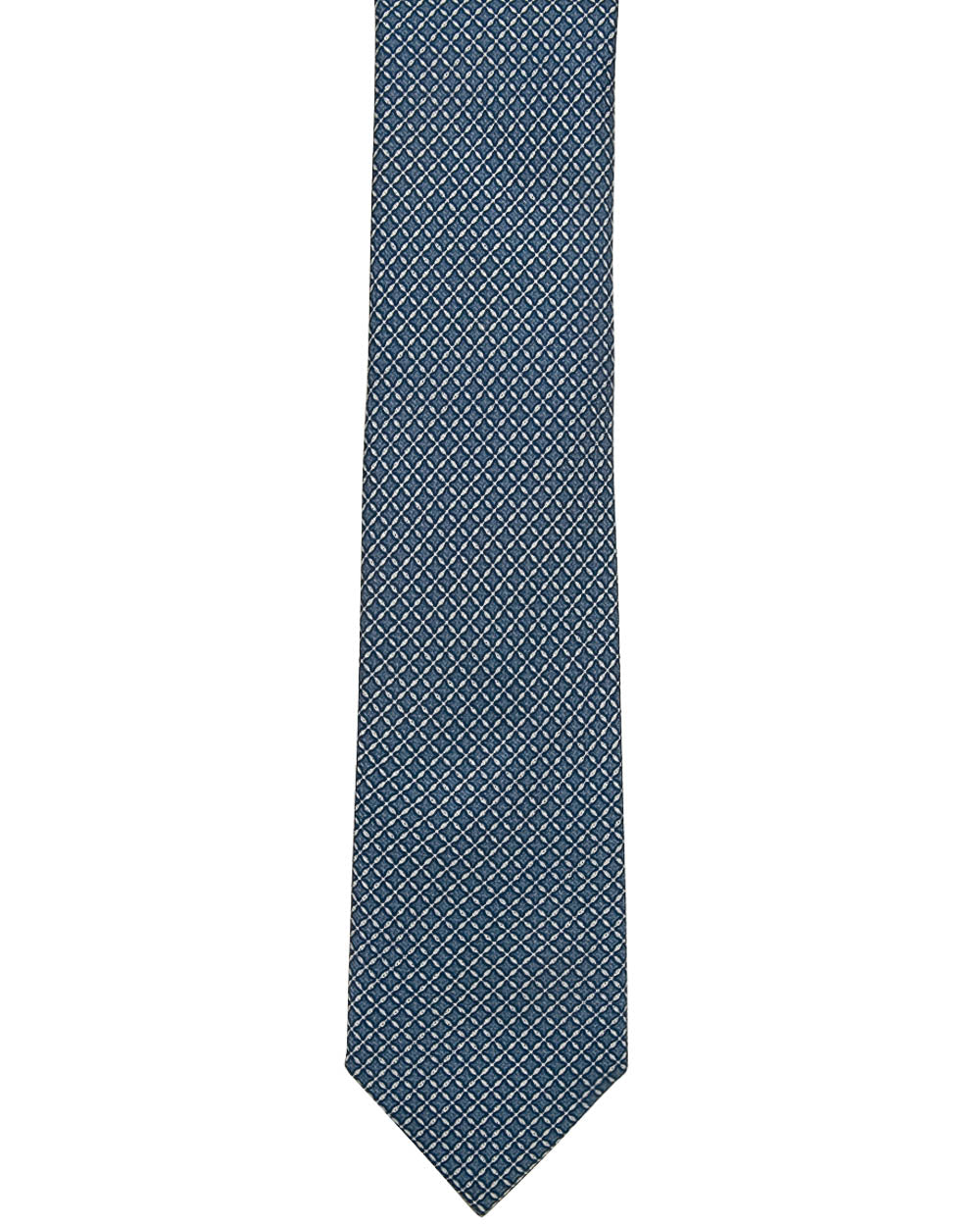 Blue and White Geometric Tie
