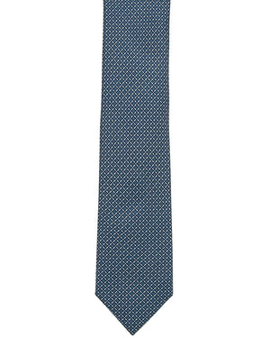 Blue and White Geometric Tie