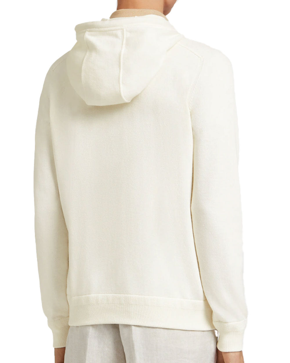 Cotton and Cashmere Hoodie in Cream