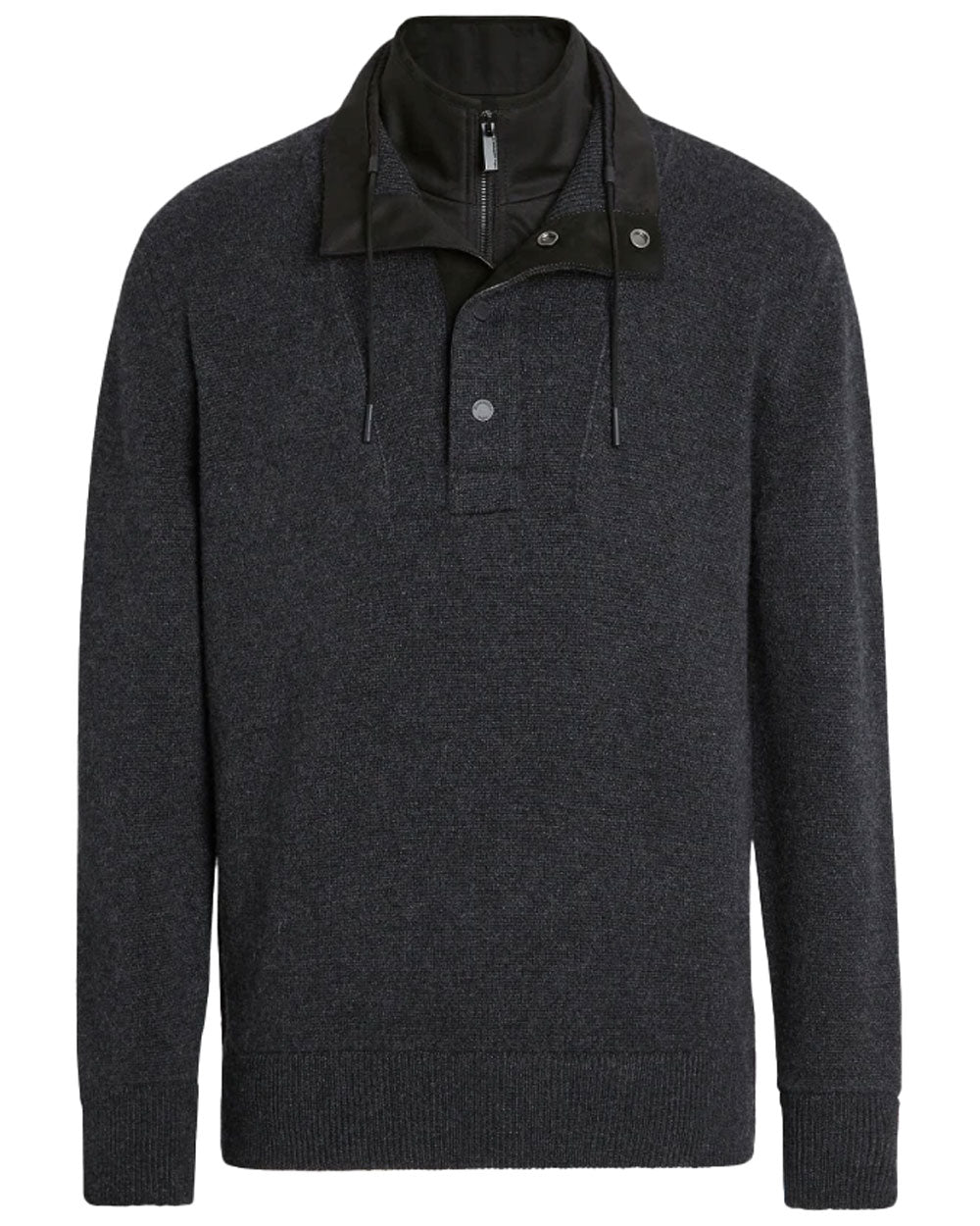 Cashmere Zip Mock Sweater in Dark Grey