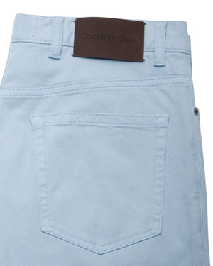 Light Blue Stretch Cotton 5 Pocket Pant