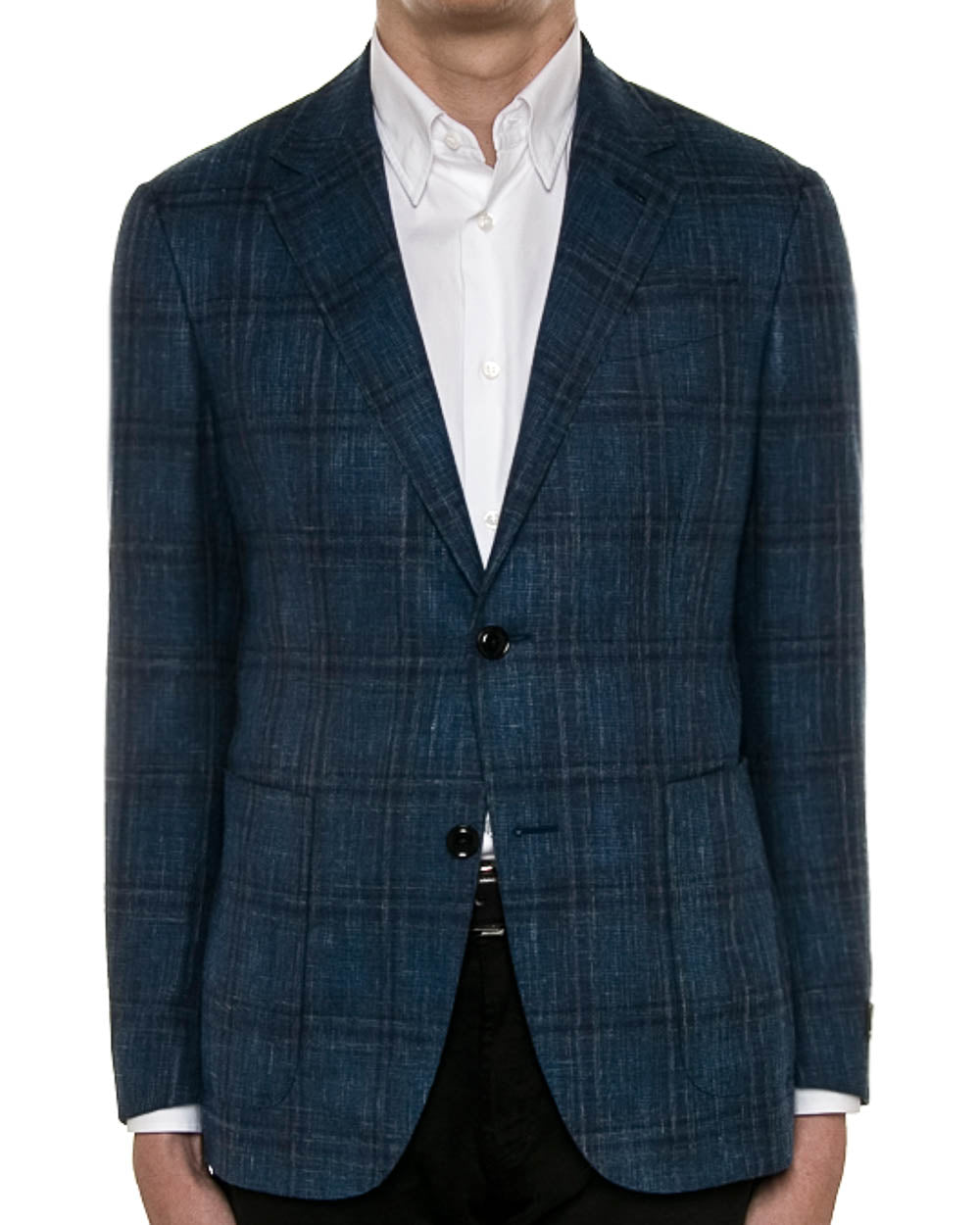 Navy Blue Mix with Teal Windowpane Sportcoat