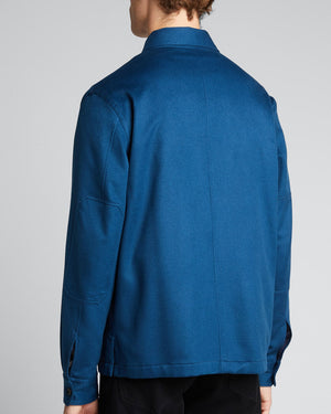Dark Blue Vicuna Pure Cashmere Overshirt
